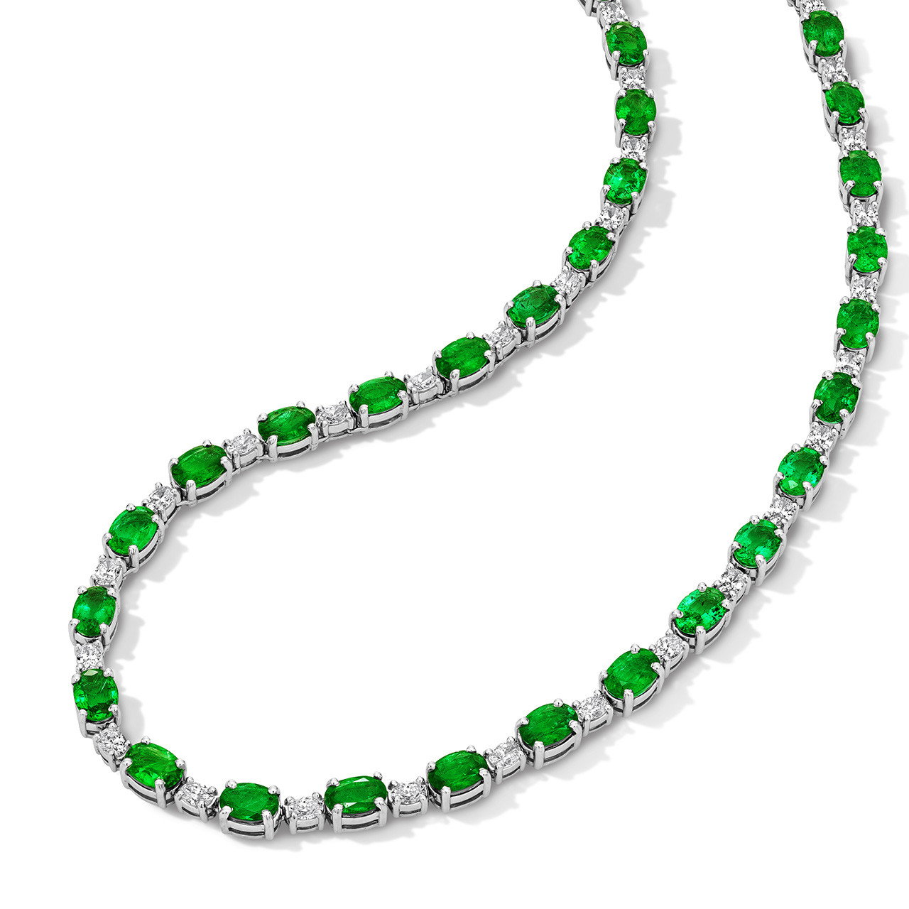 Green Emerald Diamond Necklace (26tw) 2