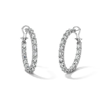In/Out Hoop Earrings (14tw) In Solid 18K White Gold
