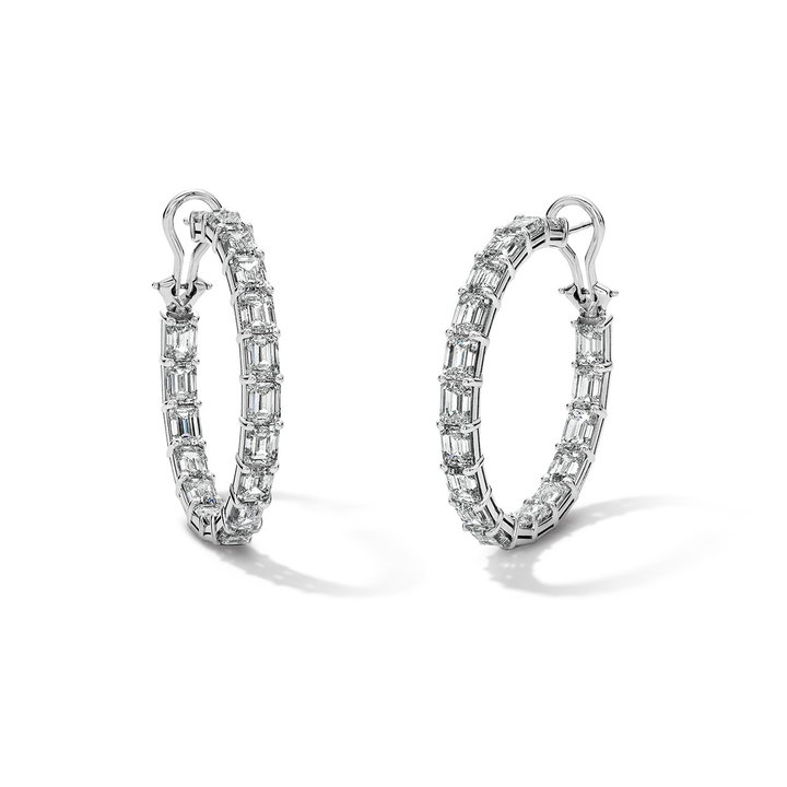 In/Out Hoop Earrings (14tw) In Solid 18K White Gold