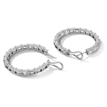 In/Out Hoop Earrings (14tw) In Solid 18K White Gold