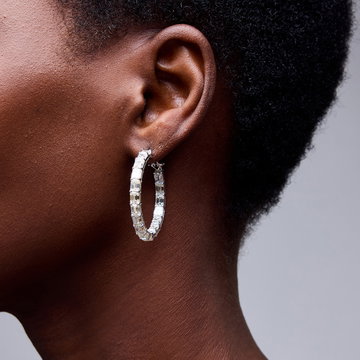 In/Out Hoop Earrings (14tw) In Solid 18K White Gold