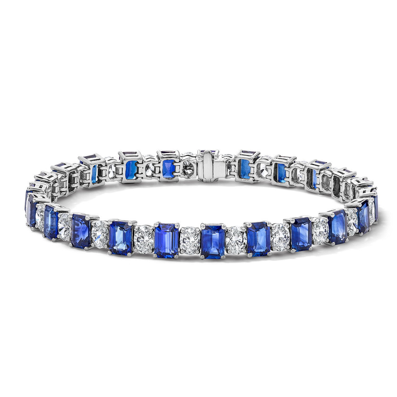 Blue Sapphire Diamond Tennis Bracelet (15.95tw)