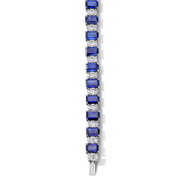 Blue Sapphire Diamond Tennis Bracelet (15.95tw) In White Gold 18K