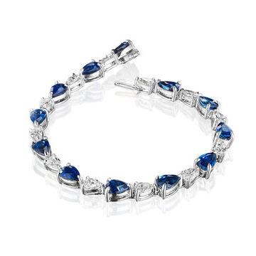12.15 Blue Sapphire Diamond Tennis Bracelet 1