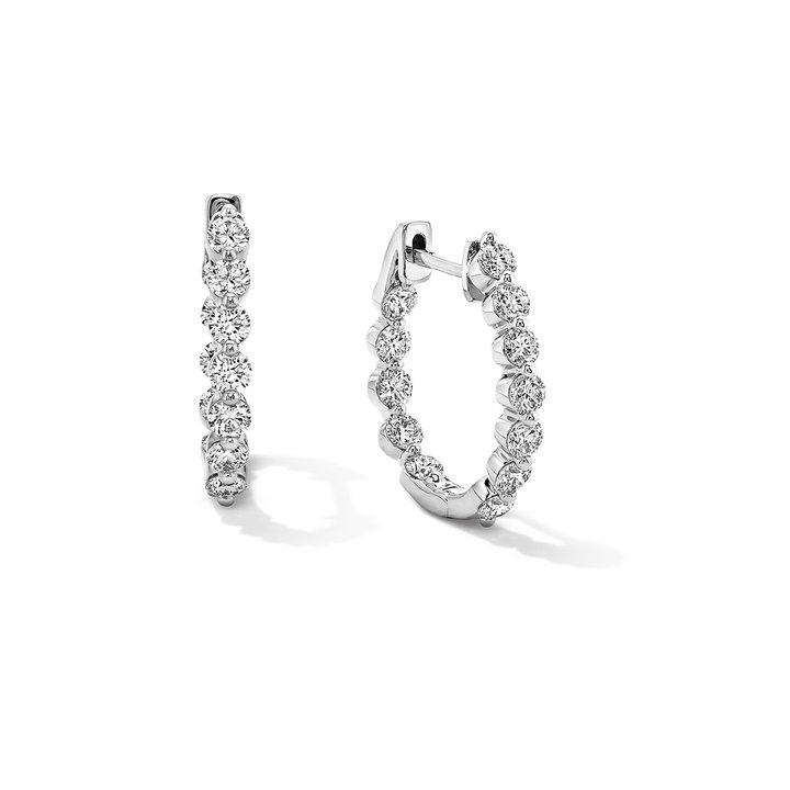 In/Out Diamond Hoop Earrings In White Gold 14K