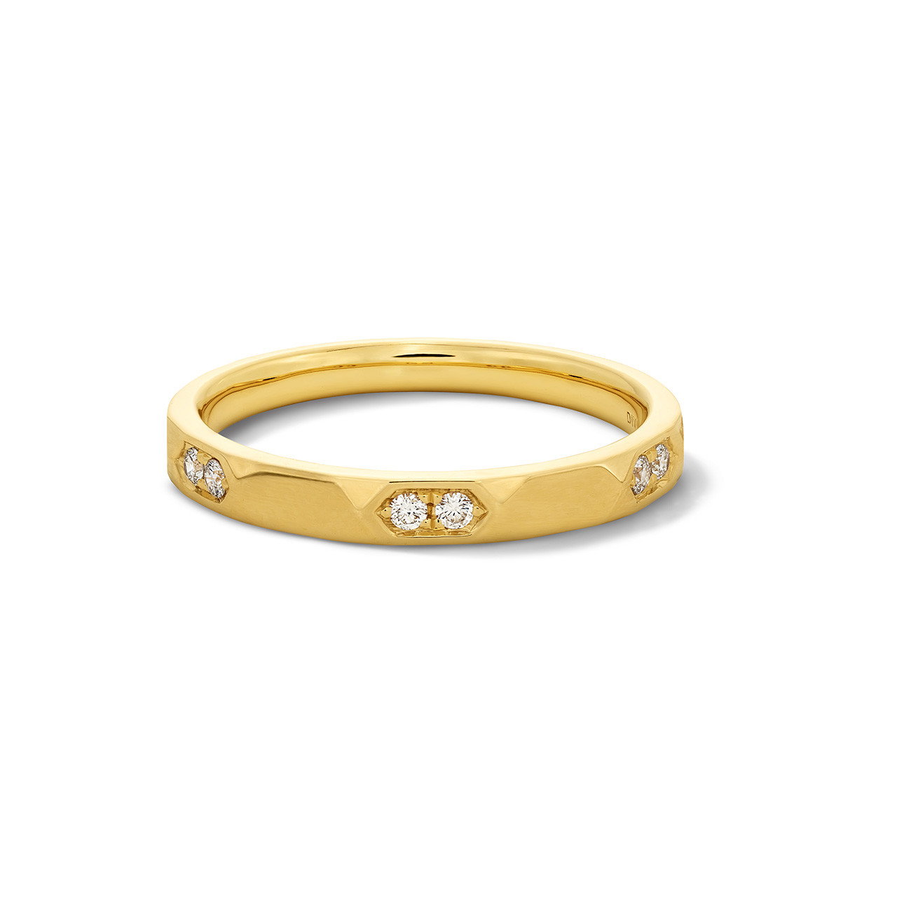 Double Diamond High Polished Wedding Band 0