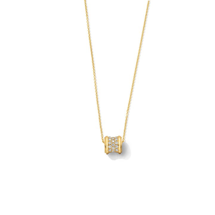Three Row Diamond Rondelle Pendant Necklace