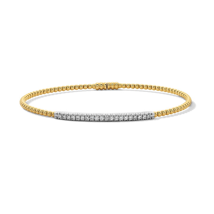 Simon G. Flexible Diamond Bangle Bracelet In Solid 18K White / Yellow Gold