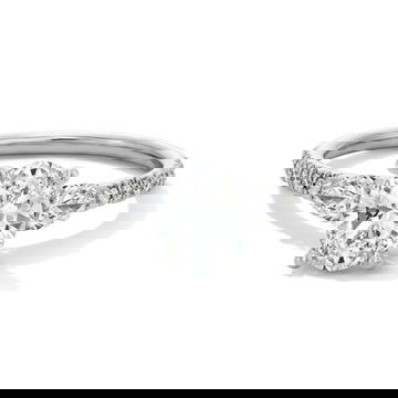 Sylvie Three Stone Pear Side Diamond Engagement Setting