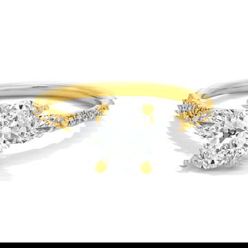 Sylvie Three Stone Pear Side Diamond Engagement Setting