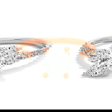 Sylvie Three Stone Pear Side Diamond Engagement Setting