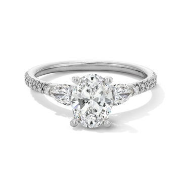 Sylvie Three Stone Pear Side Diamond Engagement Setting In White Gold 14K