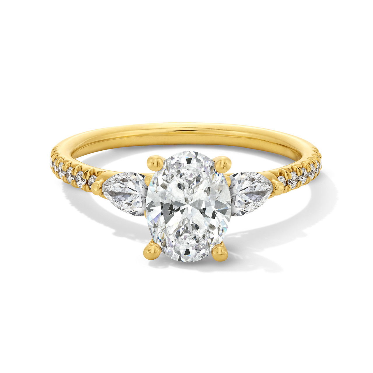 Sylvie Three Stone Pear Side Diamond Engagement Setting 0