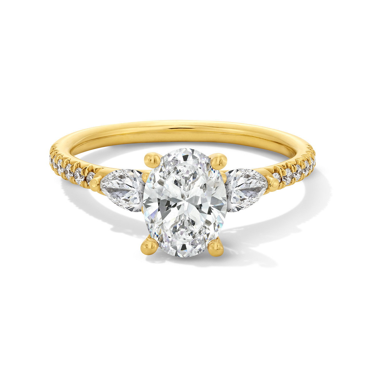 Sylvie Three Stone Pear Side Diamond Engagement Setting 0