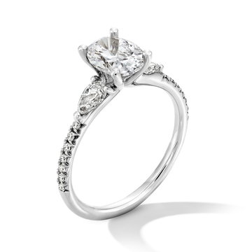 Sylvie Three Stone Pear Side Diamond Engagement Setting In White Gold 14K