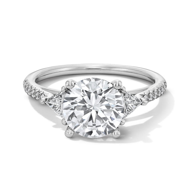 Sylvie Three Stone Trapezoid Side Diamond Engagement Setting In White Gold 14K