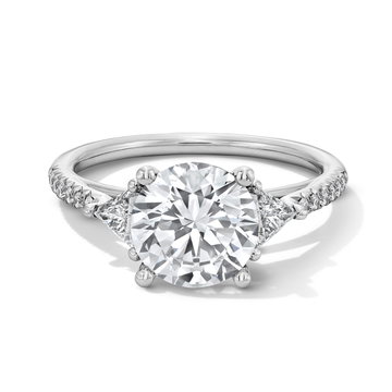 Sylvie Three Stone Trapezoid Side Diamond Engagement Setting In White Gold 14K