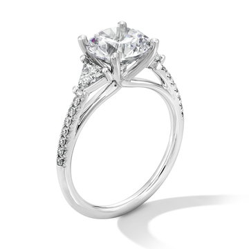 Sylvie Three Stone Trapezoid Side Diamond Engagement Setting In White Gold 14K