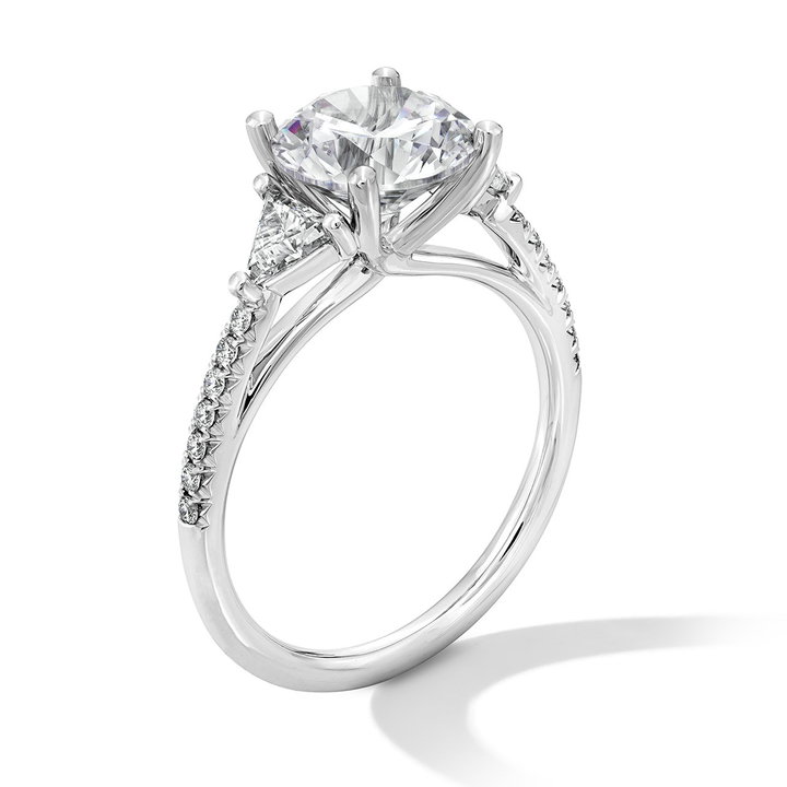 Sylvie Three Stone Trapezoid Side Diamond Engagement Setting In White Gold 14K