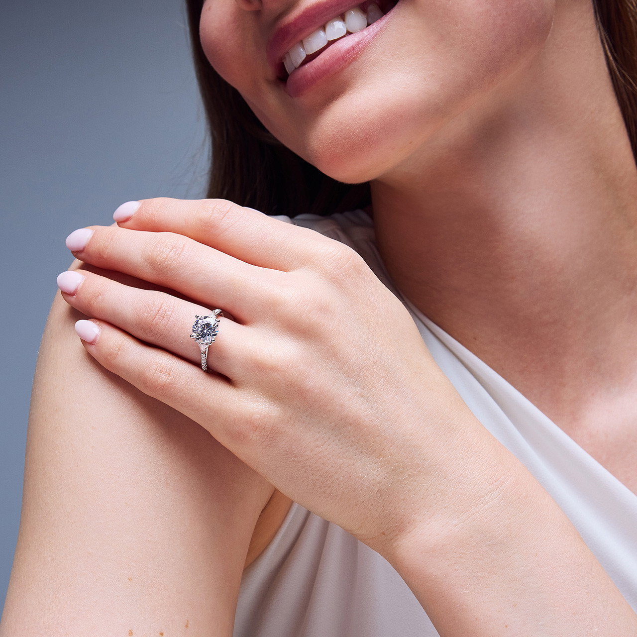 Sylvie Three Stone Trapezoid Side Diamond Engagement Setting 1