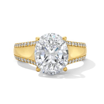 Uneek Wide Split Diamond Engagement Setting In Yellow Gold 18K