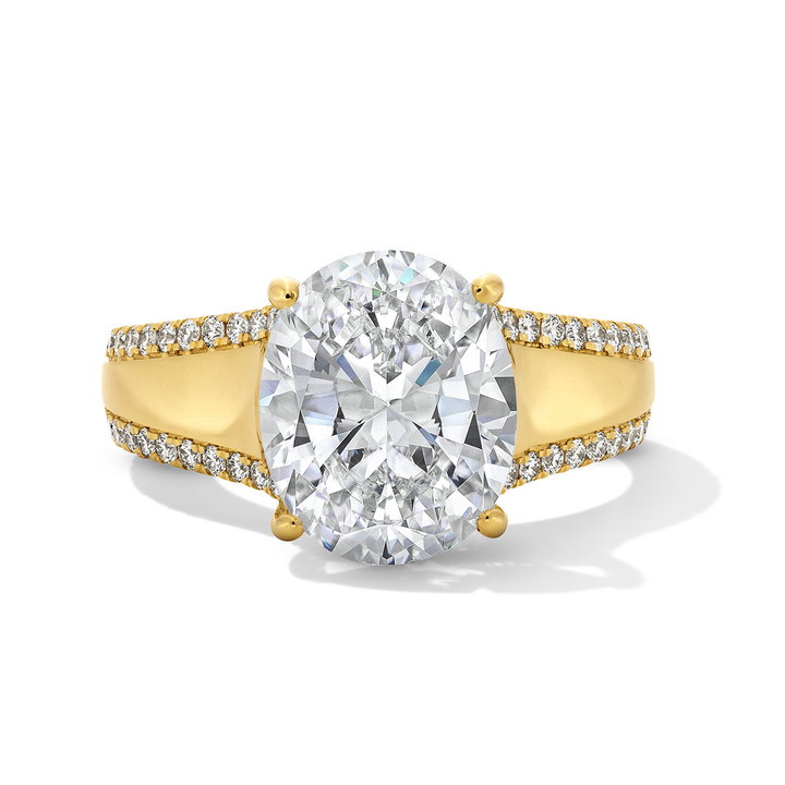 Uneek Wide Split Diamond Engagement Setting In Yellow Gold 18K