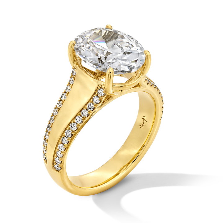 Uneek Wide Split Diamond Engagement Setting In Yellow Gold 18K