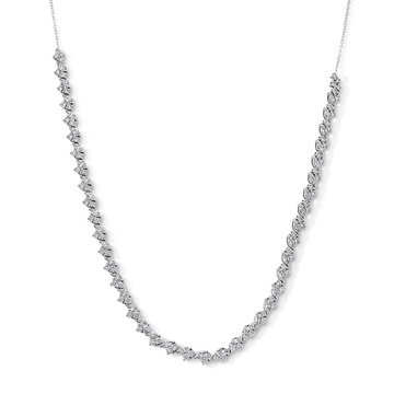 Alternating Round Marquise Diamond Necklace In White Gold 14K