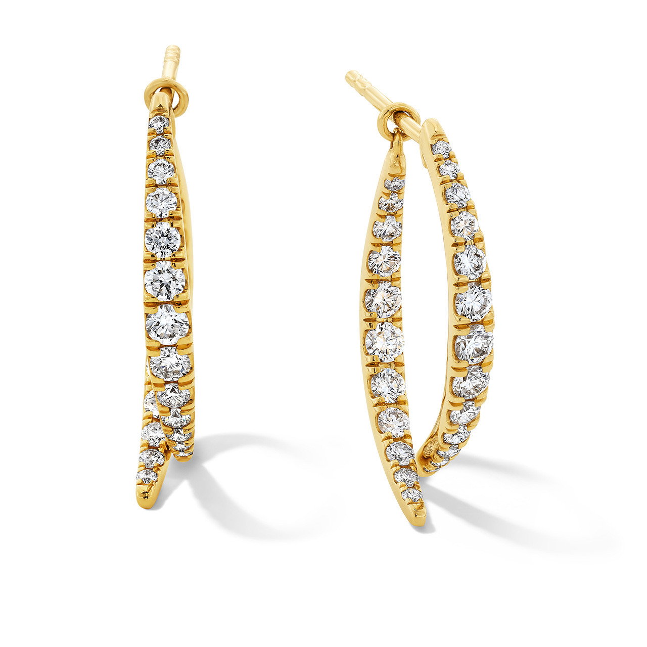 In/Out Diamond Curved  Earrings 0