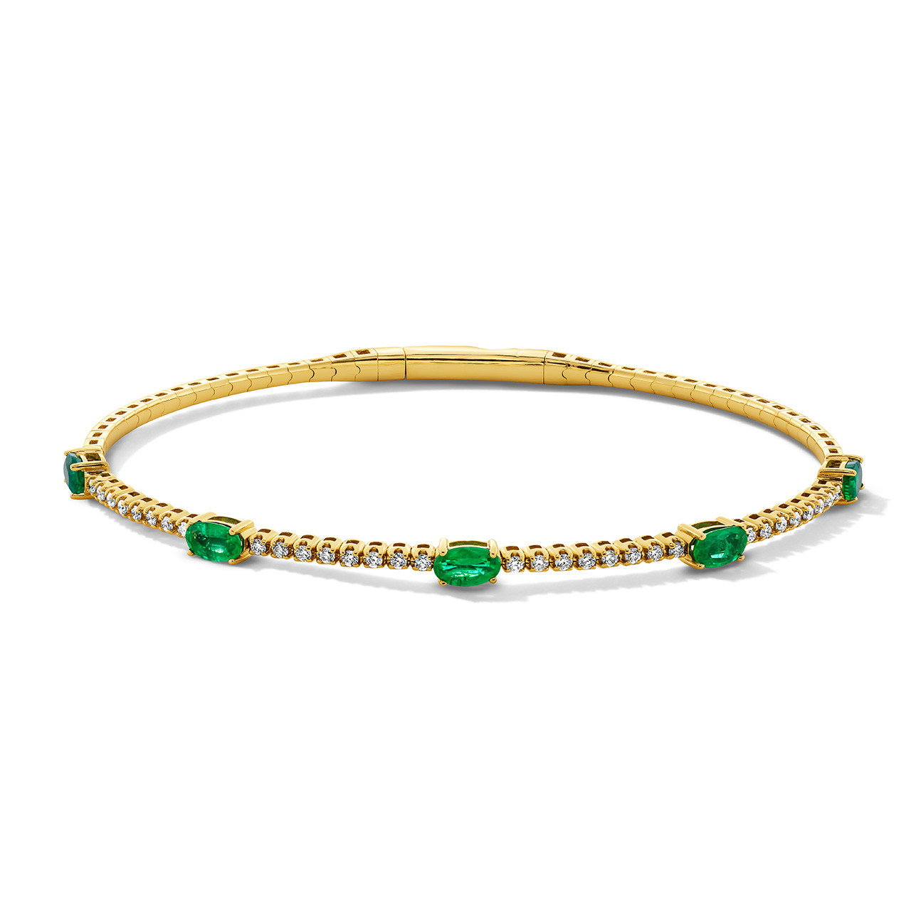 Oval Green Emerald Diamond Bracelet 0