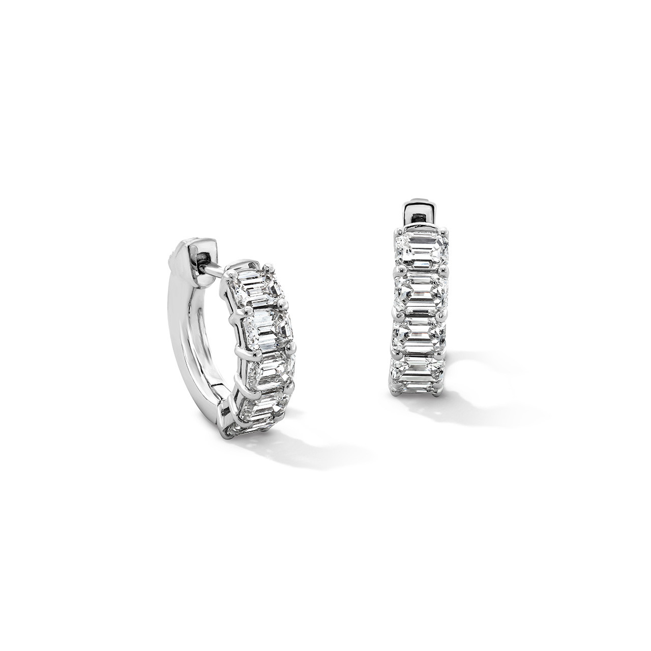 Emerald Cut Huggie Earrings 0