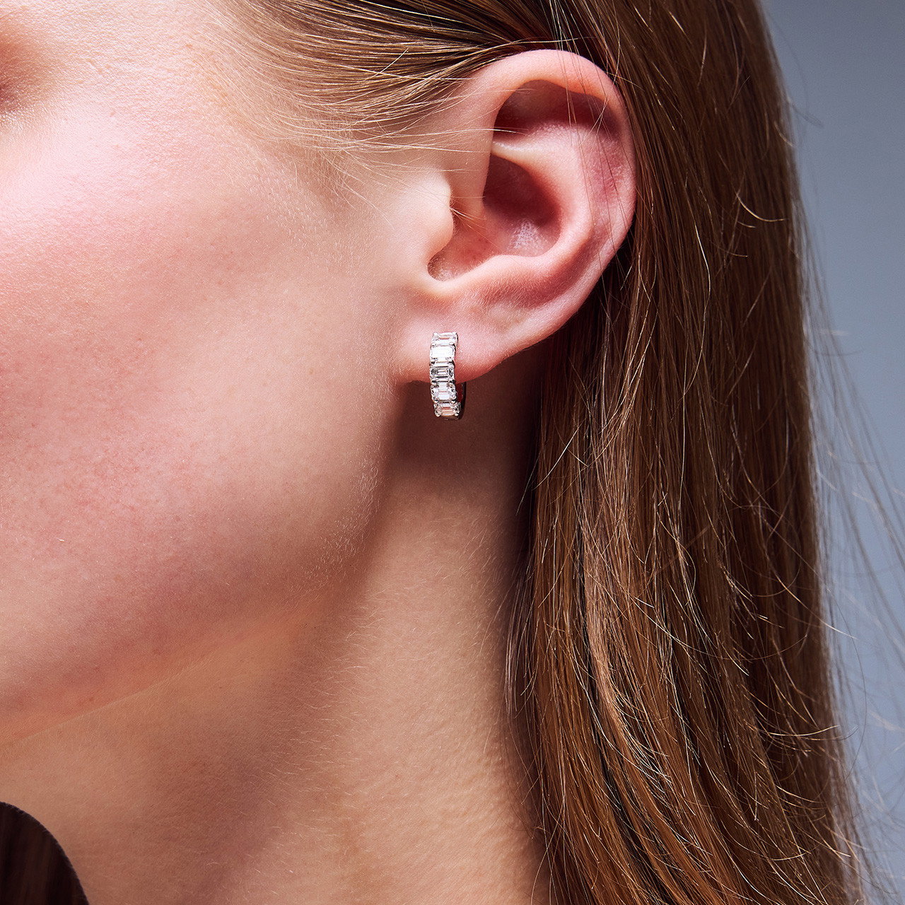 Emerald Cut Huggie Earrings 1