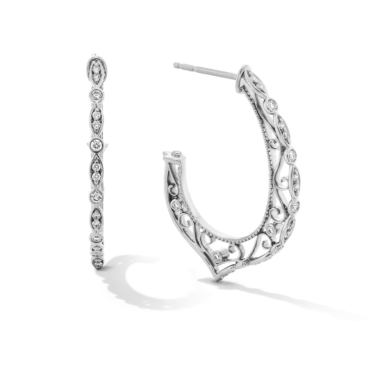 Verragio Medium Filigree Diamond Hoop Earrings 0