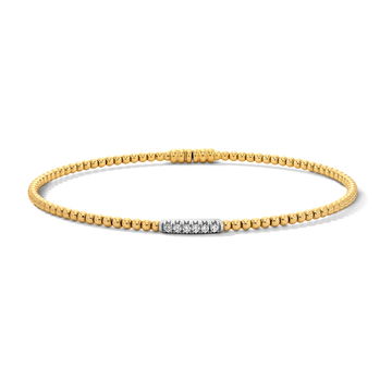 Simon G. Pave Diamond Beaded Bangle Bracelet In White And Yellow Gold 18K