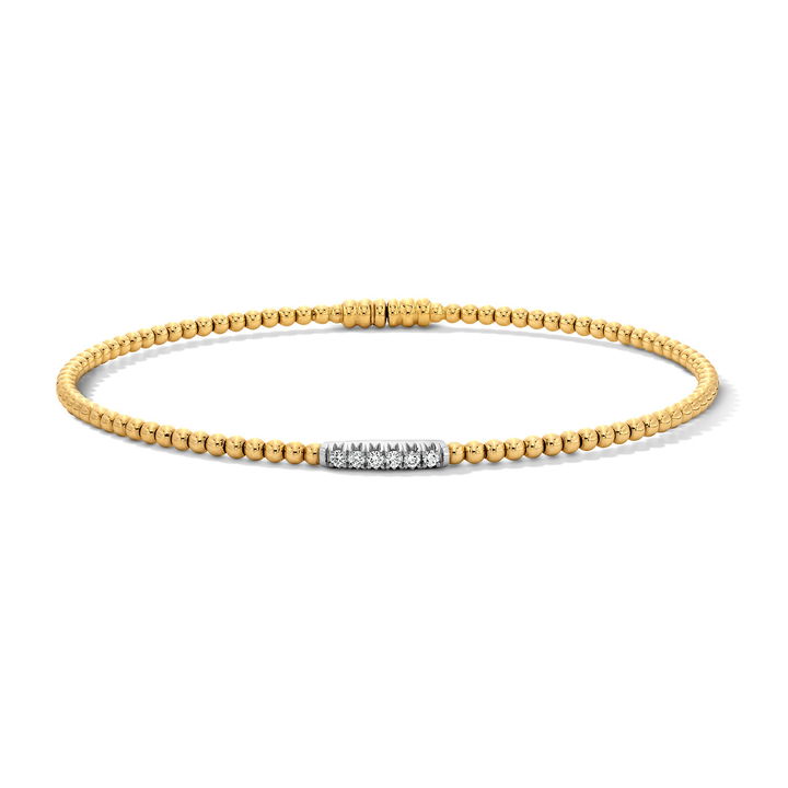 Simon G. Pave Diamond Beaded Bangle Bracelet In White And Yellow Gold 18K