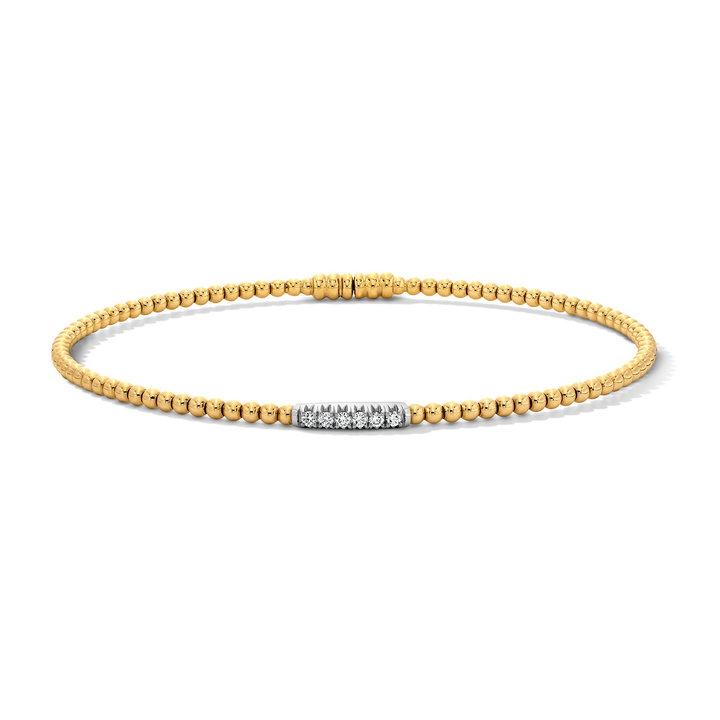 Simon G. Pave Diamond Beaded Bangle Bracelet In Solid 18K White / Yellow Gold
