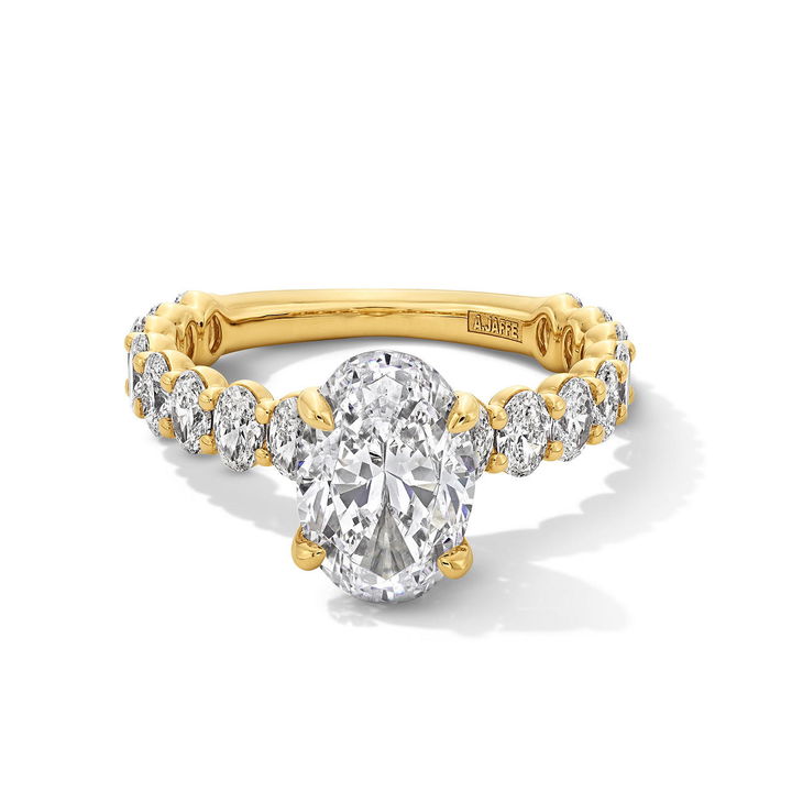 A. Jaffe Hidden Halo 3/4 Way Engagement Setting In Yellow Gold 14K