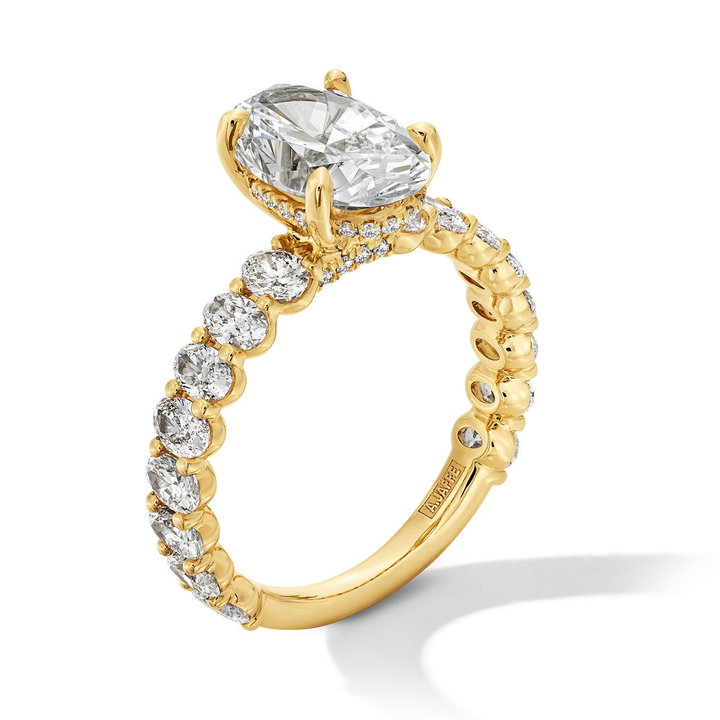 A. Jaffe Hidden Halo 3/4 Way Engagement Setting In Yellow Gold 14K