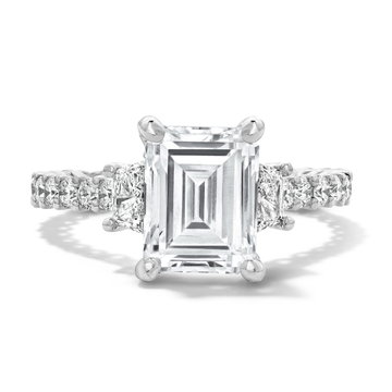 Verragio Three Stone Trapezoid Side Diamond Engagement Setting In White Gold 18K