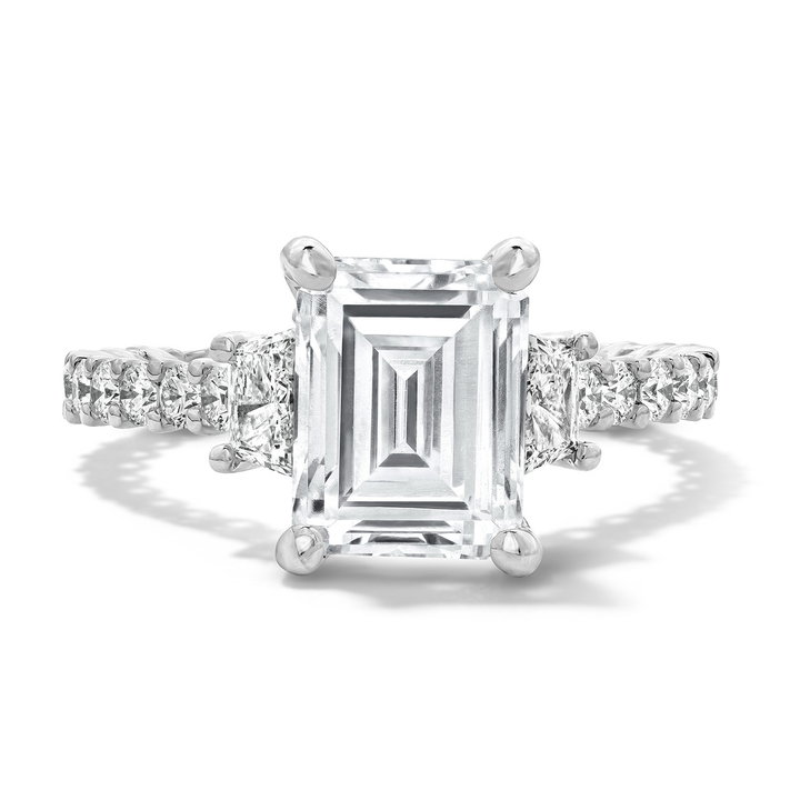 Verragio Three Stone Trapezoid Side Diamond Engagement Setting In White Gold 18K