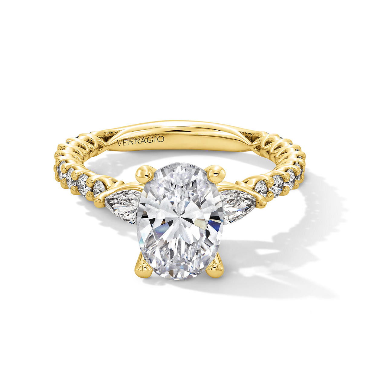 Verragio Three Stone Pear Side Diamond Engagement Setting