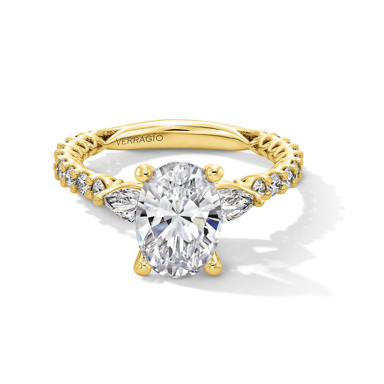 Verragio Three Stone Pear Side Diamond Engagement Setting 0