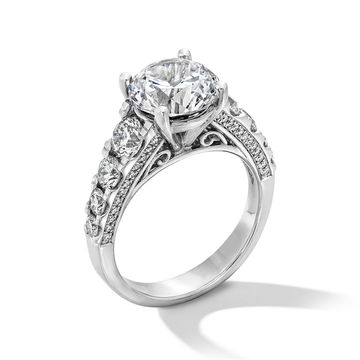 Simon G. Three Sided Graduated Diamond Engagement Setting In White Gold 18K