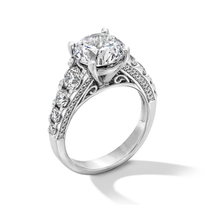 Simon G. Three Sided Graduated Diamond Engagement Setting In White Gold 18K