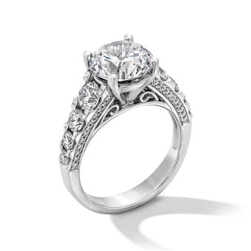 Simon G. Three Sided Graduated Diamond Engagement Setting In White Gold 18K