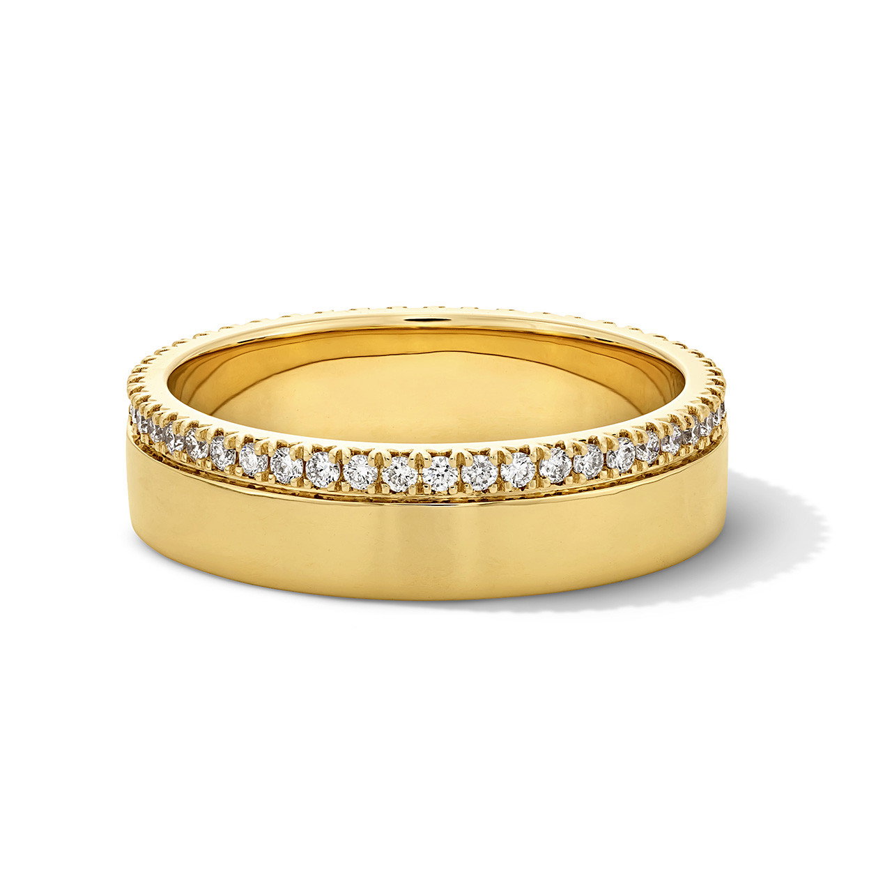 Two Row Polished Gold Diamond Wedding Band 0