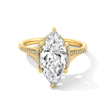 Split Row Hidden Halo Engagement Setting In Yellow Gold 14K
