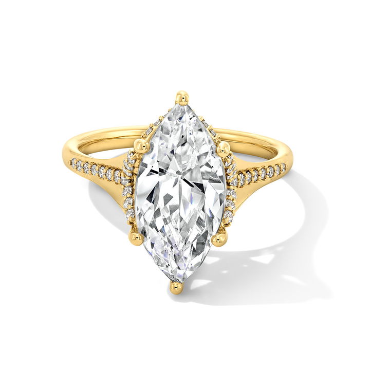 Split Row Hidden Halo Engagement Setting In Yellow Gold 14K