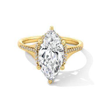 Split Row Hidden Halo Engagement Setting In Yellow Gold 14K