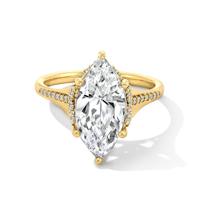 Split Row Hidden Halo Engagement Setting In Yellow Gold 14K